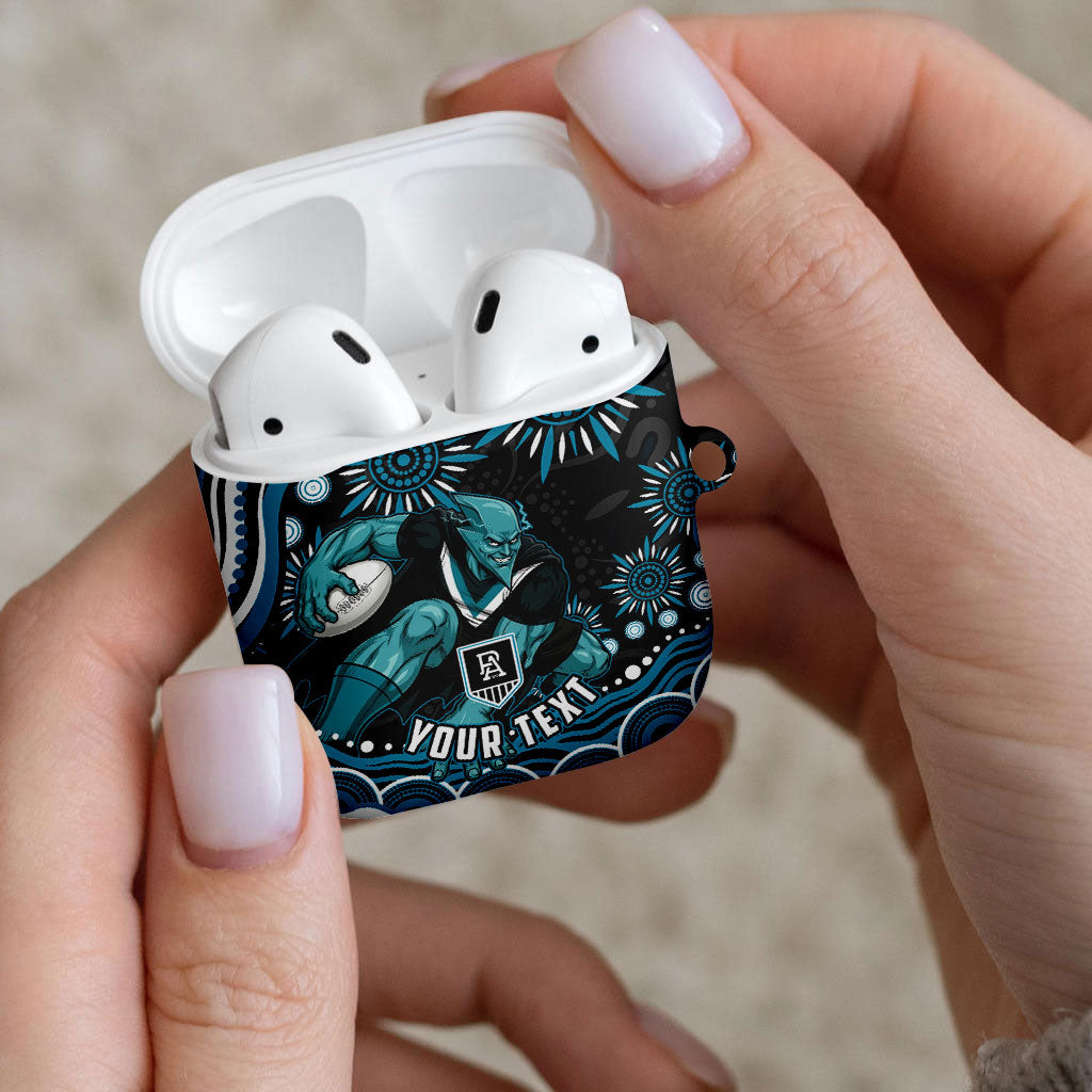 Personalized Port Adelaide Power Rugby AirPods Case Aboriginal Dot Art - Dreamtime Football Mascot