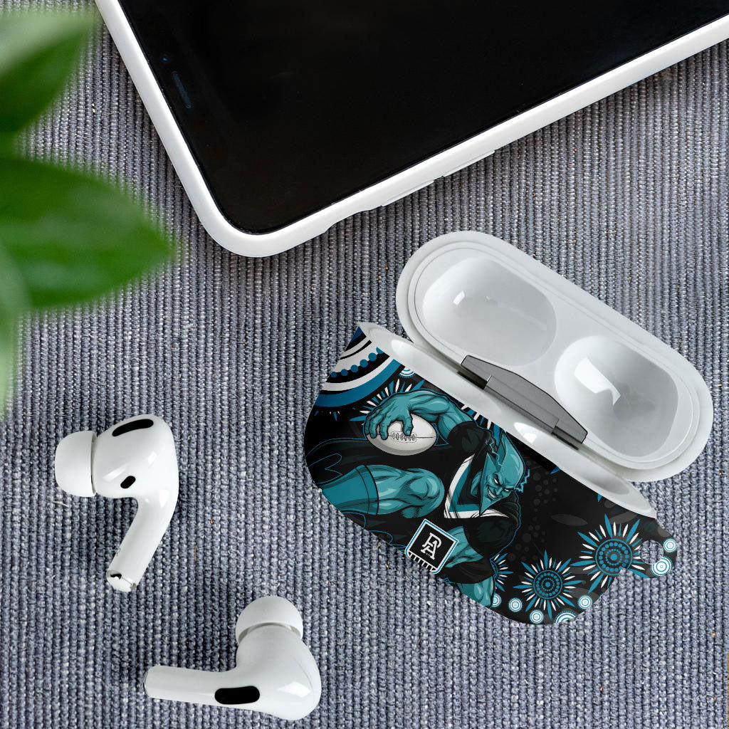 Personalized Port Adelaide Power Rugby AirPods Case Aboriginal Dot Art - Dreamtime Football Mascot