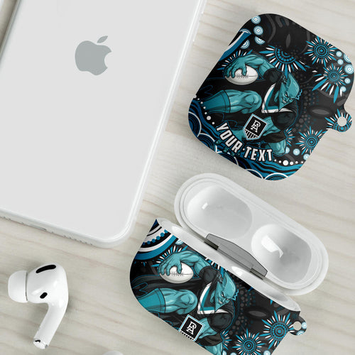 Personalized Port Adelaide Power Rugby AirPods Case Aboriginal Dot Art - Dreamtime Football Mascot