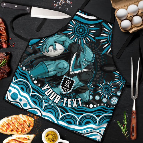 Personalized Port Adelaide Power Rugby Apron Aboriginal Dot Art - Dreamtime Football Mascot