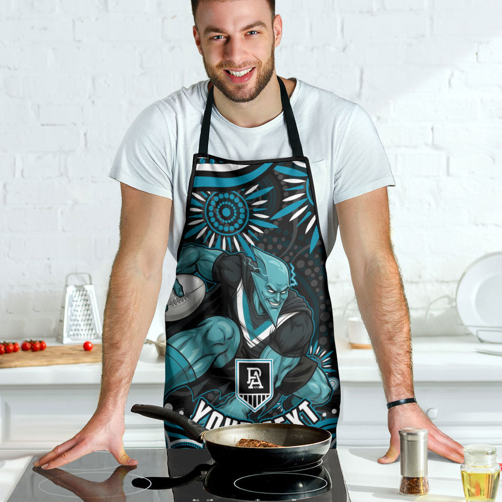 Personalized Port Adelaide Power Rugby Apron Aboriginal Dot Art - Dreamtime Football Mascot
