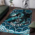 Personalized Port Adelaide Power Rugby Area Rug Aboriginal Dot Art - Dreamtime Football Mascot