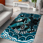 Personalized Port Adelaide Power Rugby Area Rug Aboriginal Dot Art - Dreamtime Football Mascot