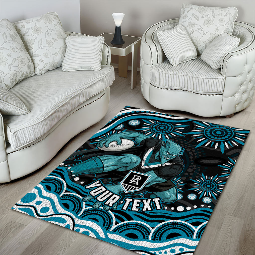 Personalized Port Adelaide Power Rugby Area Rug Aboriginal Dot Art - Dreamtime Football Mascot