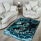 Personalized Port Adelaide Power Rugby Area Rug Aboriginal Dot Art - Dreamtime Football Mascot
