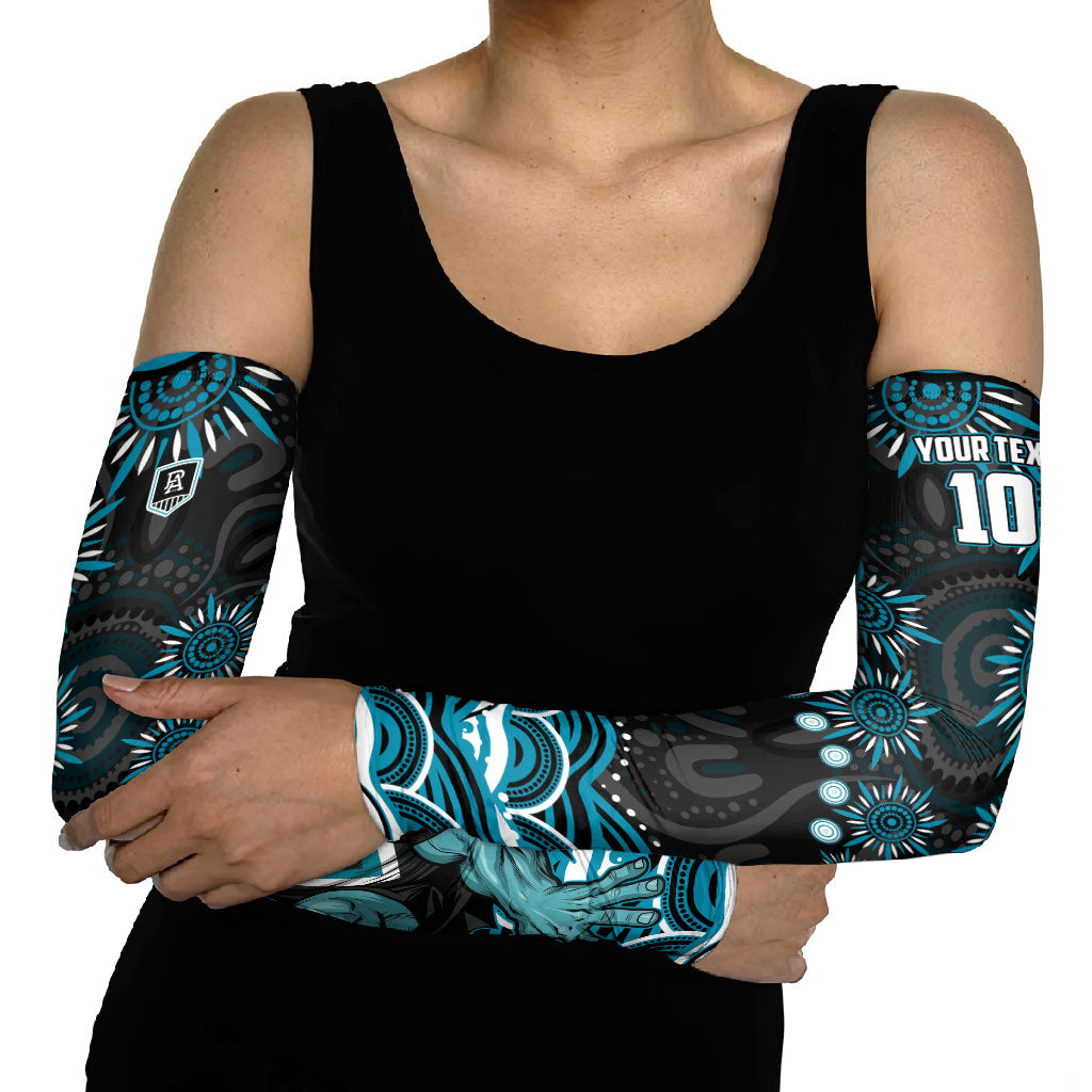 Personalized Port Adelaide Power Rugby Arm Sleeves Aboriginal Dot Art - Dreamtime Football Mascot