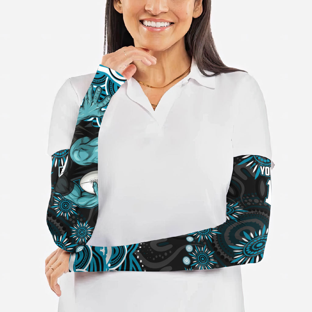 Personalized Port Adelaide Power Rugby Arm Sleeves Aboriginal Dot Art - Dreamtime Football Mascot