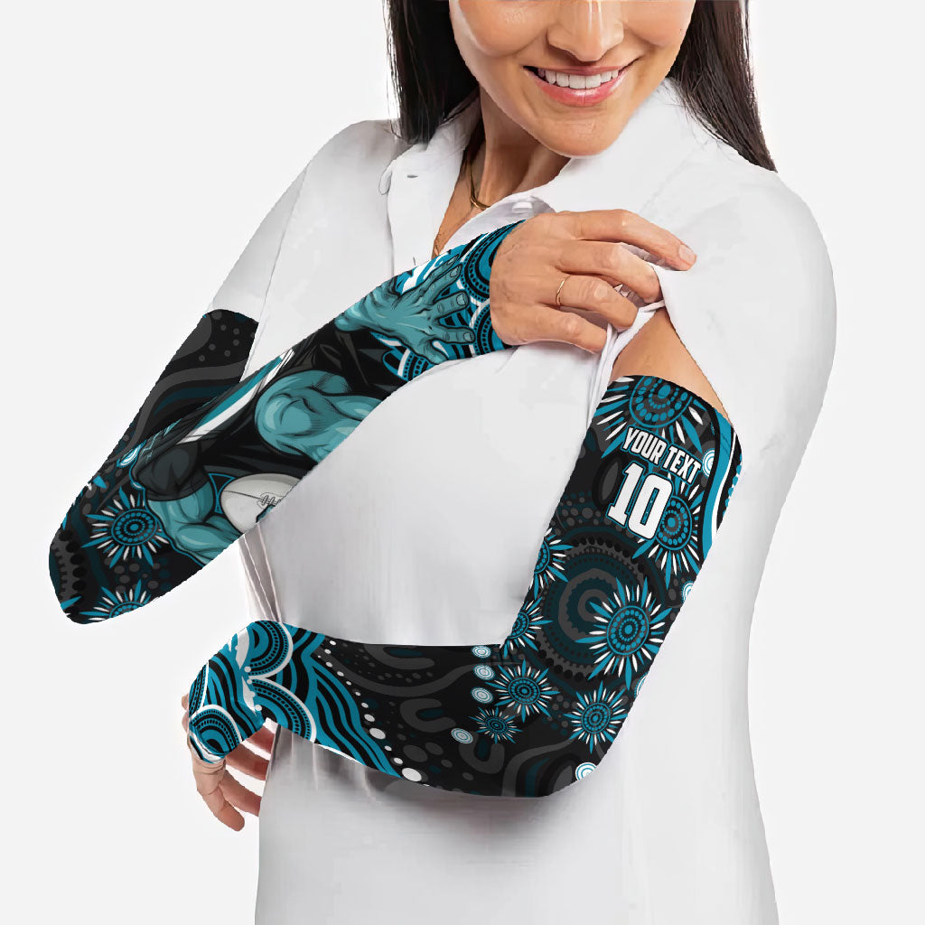 Personalized Port Adelaide Power Rugby Arm Sleeves Aboriginal Dot Art - Dreamtime Football Mascot