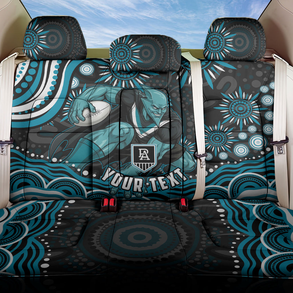 Personalized Port Adelaide Power Rugby Back Car Seat Cover Aboriginal Dot Art - Dreamtime Football Mascot