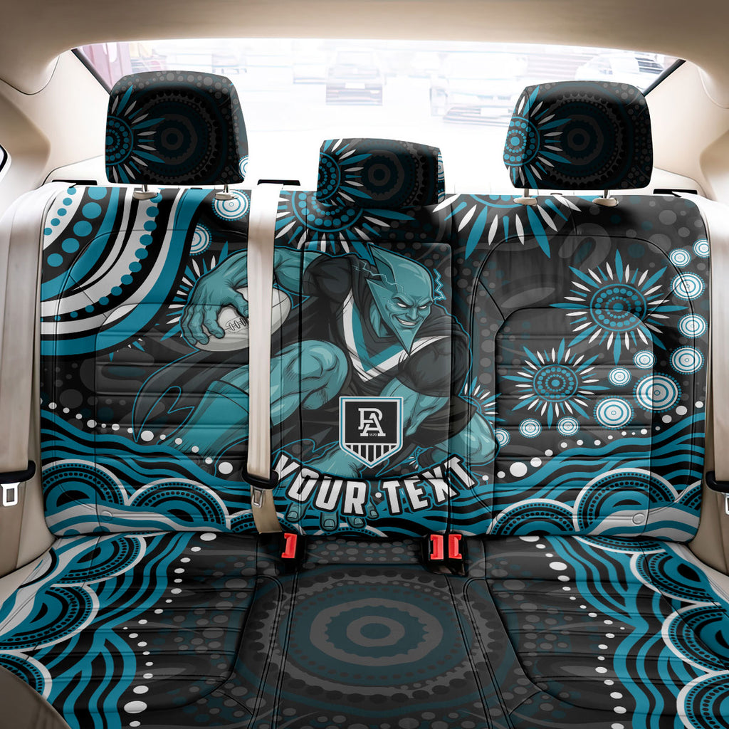 Personalized Port Adelaide Power Rugby Back Car Seat Cover Aboriginal Dot Art - Dreamtime Football Mascot