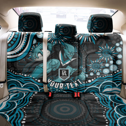 Personalized Port Adelaide Power Rugby Back Car Seat Cover Aboriginal Dot Art - Dreamtime Football Mascot