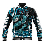 Personalized Port Adelaide Power Rugby Baseball Jacket Aboriginal Dot Art - Dreamtime Football Mascot
