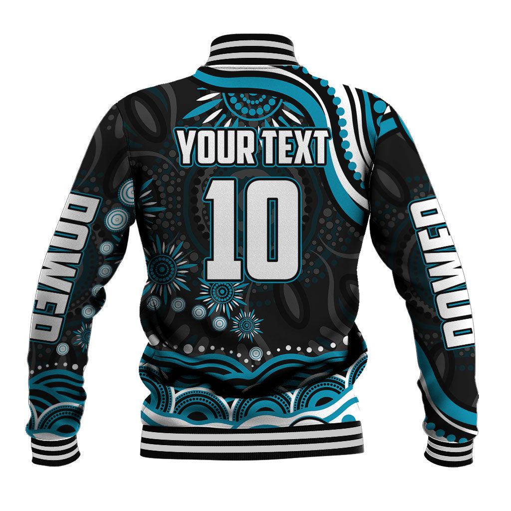 Personalized Port Adelaide Power Rugby Baseball Jacket Aboriginal Dot Art - Dreamtime Football Mascot