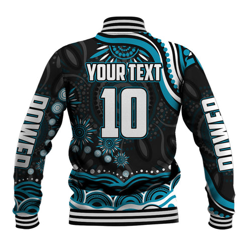 Personalized Port Adelaide Power Rugby Baseball Jacket Aboriginal Dot Art - Dreamtime Football Mascot