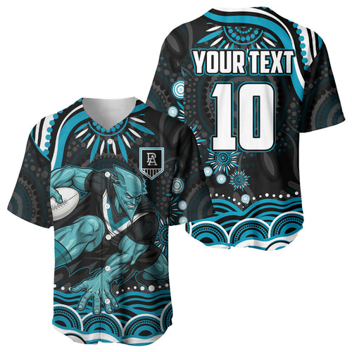Personalized Port Adelaide Power Rugby Baseball Jersey Aboriginal Dot Art - Dreamtime Football Mascot