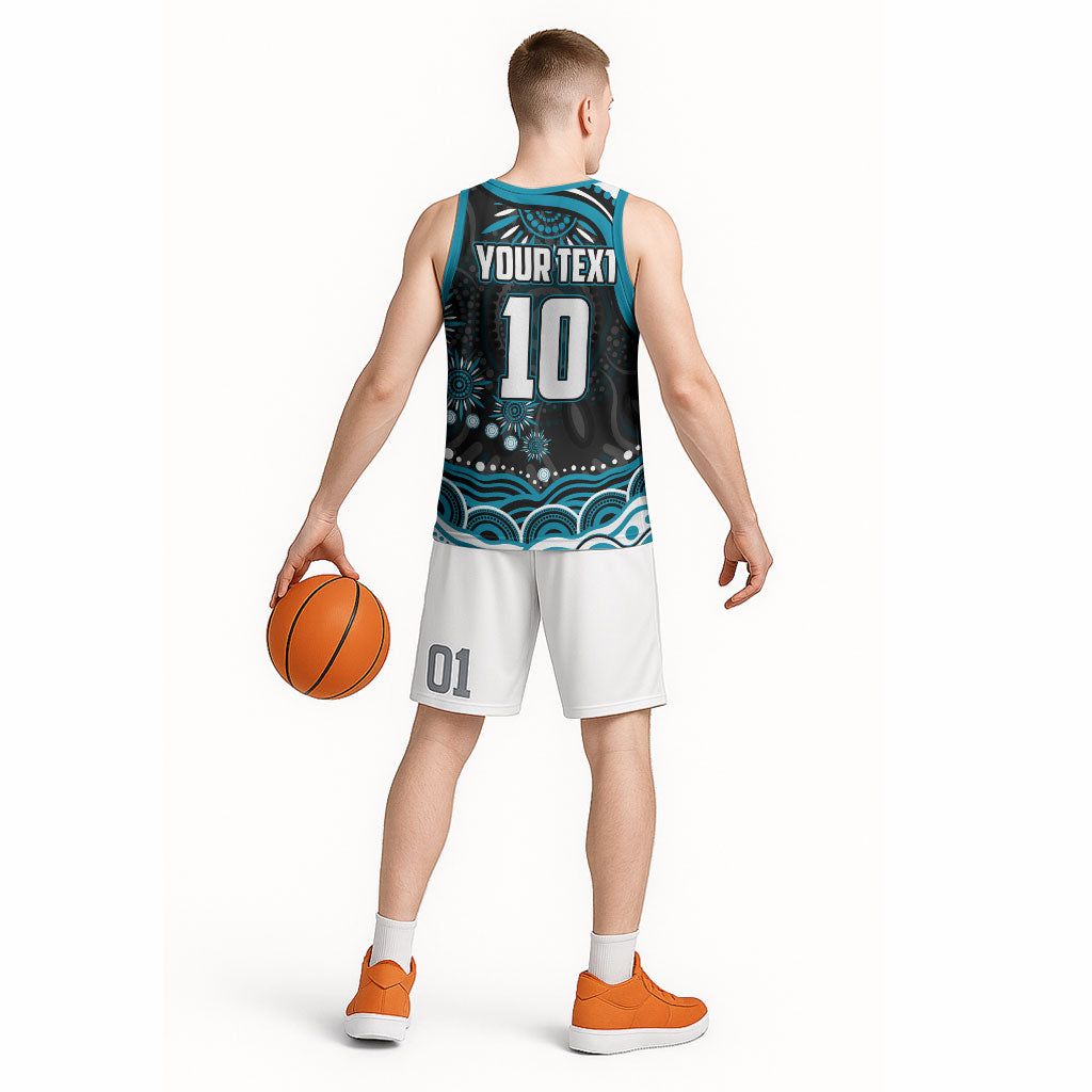 Personalized Port Adelaide Power Rugby Basketball Jersey Aboriginal Dot Art - Dreamtime Football Mascot