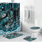 Personalized Port Adelaide Power Rugby Bathroom Set Aboriginal Dot Art - Dreamtime Football Mascot
