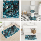 Personalized Port Adelaide Power Rugby Bathroom Set Aboriginal Dot Art - Dreamtime Football Mascot