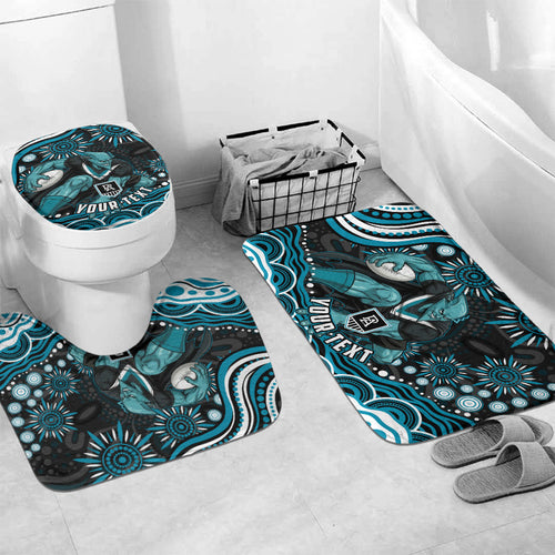 Personalized Port Adelaide Power Rugby Bathroom Set Aboriginal Dot Art - Dreamtime Football Mascot