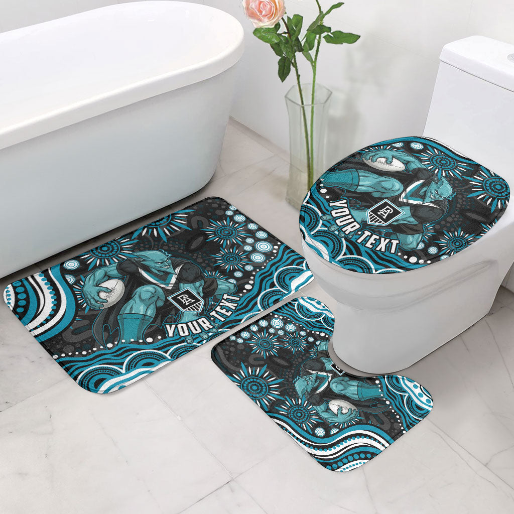 Personalized Port Adelaide Power Rugby Bathroom Set Aboriginal Dot Art - Dreamtime Football Mascot