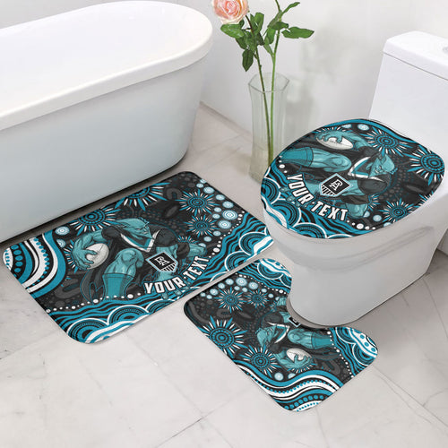 Personalized Port Adelaide Power Rugby Bathroom Set Aboriginal Dot Art - Dreamtime Football Mascot
