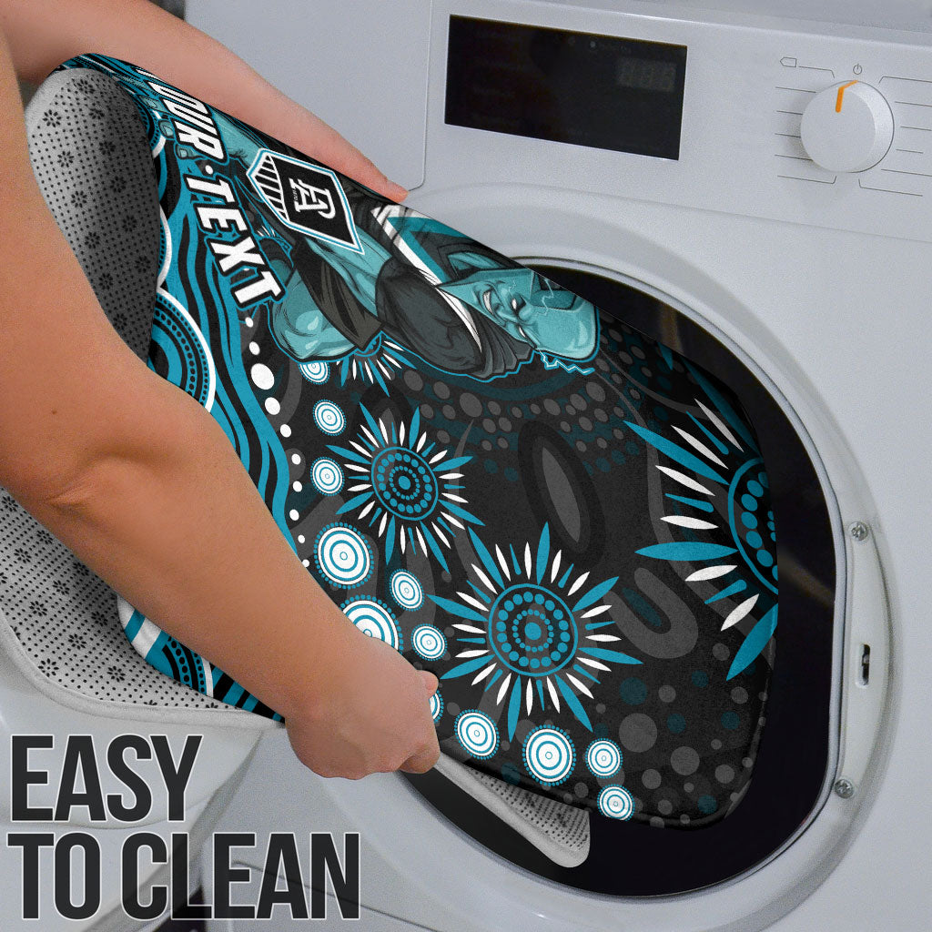 Personalized Port Adelaide Power Rugby Bathroom Set Aboriginal Dot Art - Dreamtime Football Mascot