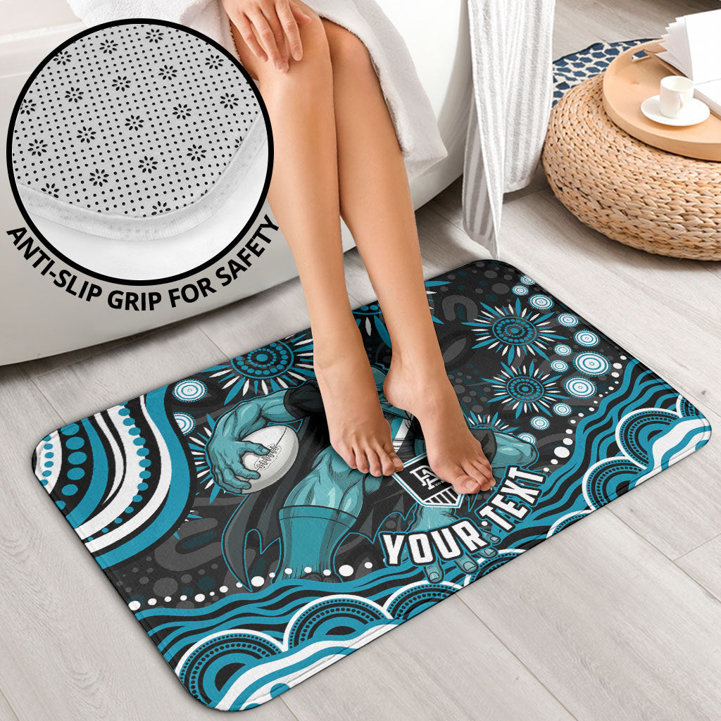 Personalized Port Adelaide Power Rugby Bathroom Set Aboriginal Dot Art - Dreamtime Football Mascot