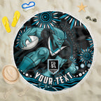 Personalized Port Adelaide Power Rugby Beach Blanket Aboriginal Dot Art - Dreamtime Football Mascot
