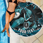 Personalized Port Adelaide Power Rugby Beach Blanket Aboriginal Dot Art - Dreamtime Football Mascot