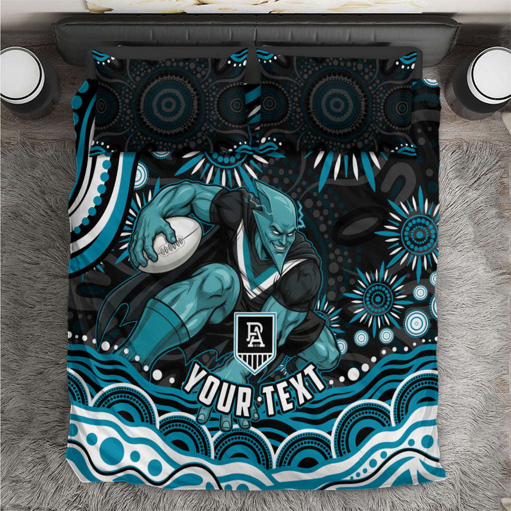 Personalized Port Adelaide Power Rugby Bedding Set Aboriginal Dot Art - Dreamtime Football Mascot