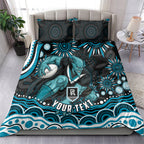 Personalized Port Adelaide Power Rugby Bedding Set Aboriginal Dot Art - Dreamtime Football Mascot