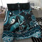 Personalized Port Adelaide Power Rugby Bedding Set Aboriginal Dot Art - Dreamtime Football Mascot