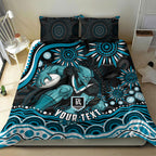 Personalized Port Adelaide Power Rugby Bedding Set Aboriginal Dot Art - Dreamtime Football Mascot