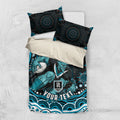 Personalized Port Adelaide Power Rugby Bedding Set Aboriginal Dot Art - Dreamtime Football Mascot