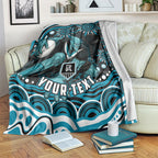 Personalized Port Adelaide Power Rugby Blanket Aboriginal Dot Art - Dreamtime Football Mascot