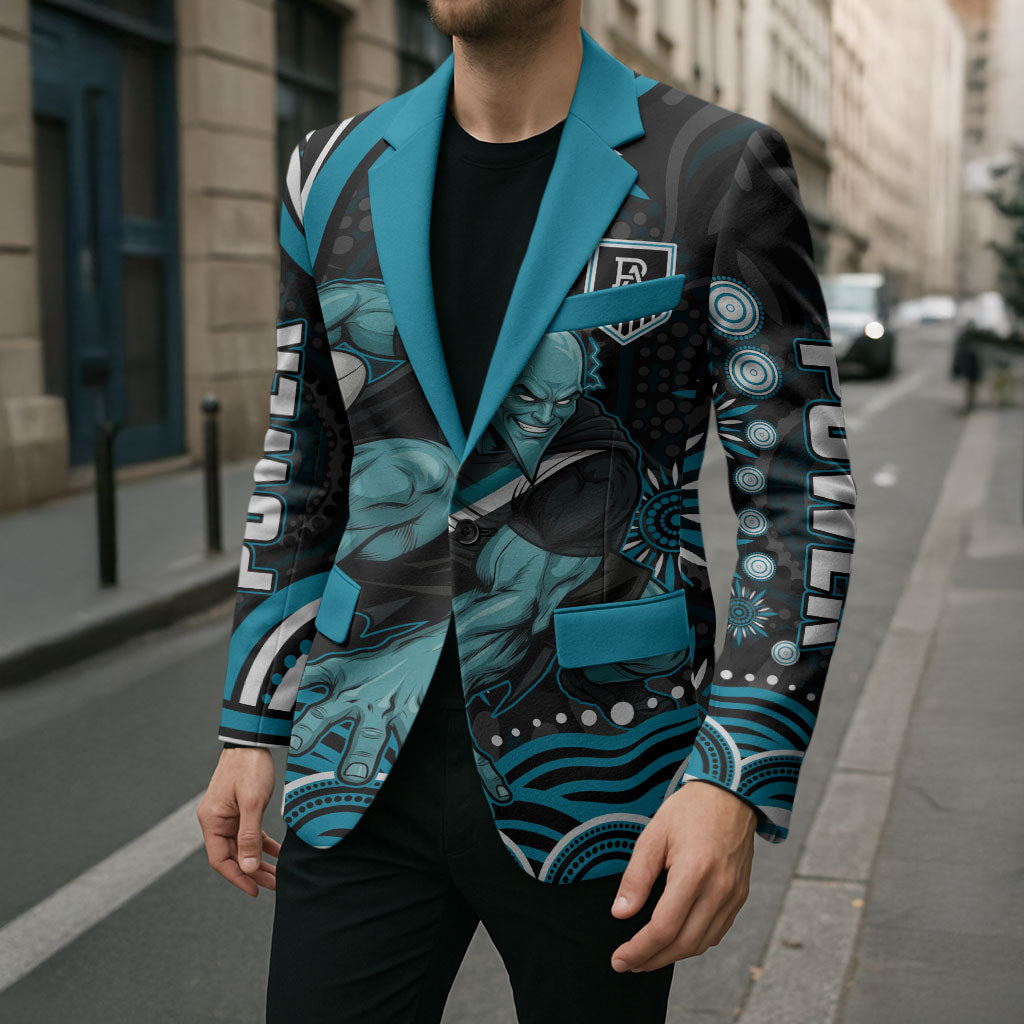 Personalized Port Adelaide Power Rugby Blazer Aboriginal Dot Art - Dreamtime Football Mascot