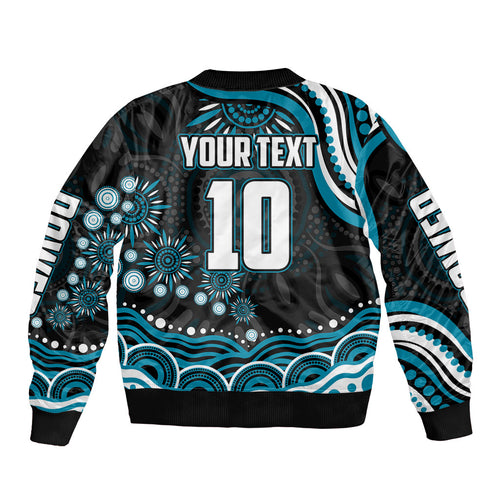 Personalized Port Adelaide Power Rugby Bomber Jacket Aboriginal Dot Art - Dreamtime Football Mascot