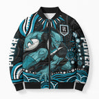 Personalized Port Adelaide Power Rugby Bomber Puffer Jacket Aboriginal Dot Art - Dreamtime Football Mascot