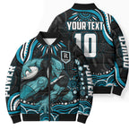 Personalized Port Adelaide Power Rugby Bomber Puffer Jacket Aboriginal Dot Art - Dreamtime Football Mascot