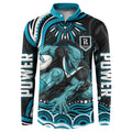 Personalized Port Adelaide Power Rugby Button Sweatshirt Aboriginal Dot Art - Dreamtime Football Mascot