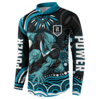 Personalized Port Adelaide Power Rugby Button Sweatshirt Aboriginal Dot Art - Dreamtime Football Mascot