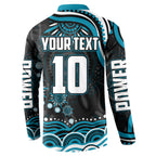 Personalized Port Adelaide Power Rugby Button Sweatshirt Aboriginal Dot Art - Dreamtime Football Mascot