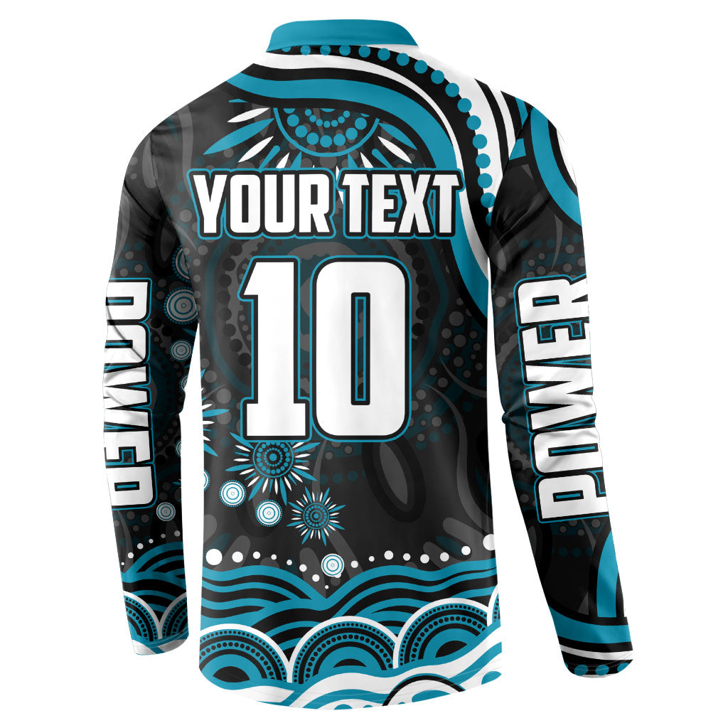 Personalized Port Adelaide Power Rugby Button Sweatshirt Aboriginal Dot Art - Dreamtime Football Mascot