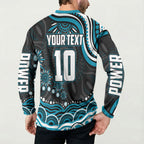 Personalized Port Adelaide Power Rugby Button Sweatshirt Aboriginal Dot Art - Dreamtime Football Mascot