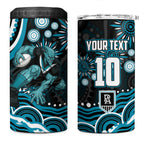 Personalized Port Adelaide Power Rugby 4 in 1 Can Cooler Tumbler Aboriginal Dot Art - Dreamtime Football Mascot