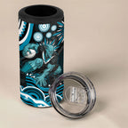 Personalized Port Adelaide Power Rugby 4 in 1 Can Cooler Tumbler Aboriginal Dot Art - Dreamtime Football Mascot