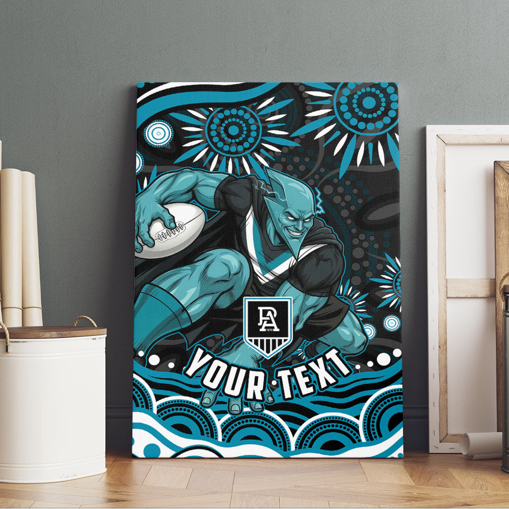 Personalized Port Adelaide Power Rugby Canvas Wall Art Aboriginal Dot Art - Dreamtime Football Mascot