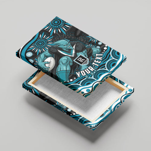 Personalized Port Adelaide Power Rugby Canvas Wall Art Aboriginal Dot Art - Dreamtime Football Mascot