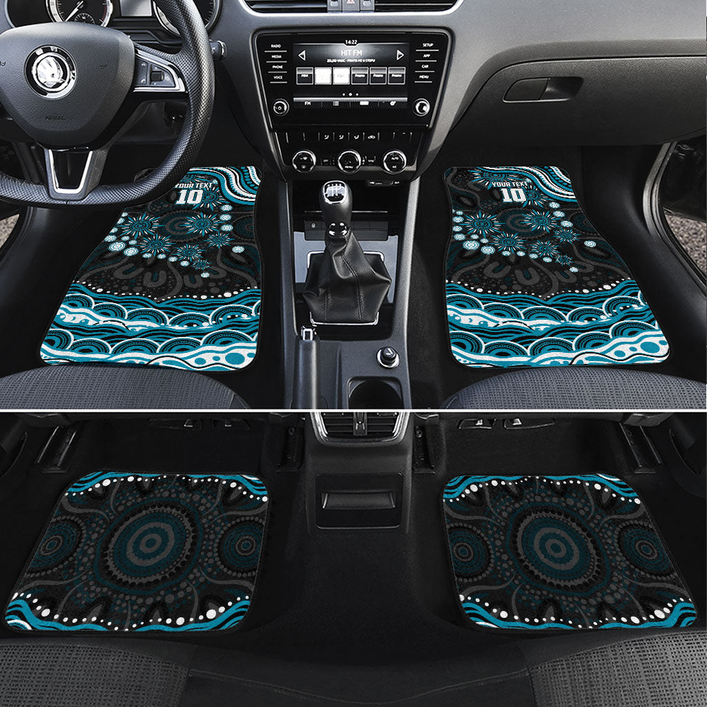 Personalized Port Adelaide Power Rugby Car Mats Aboriginal Dot Art - Dreamtime Football Mascot