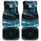 Personalized Port Adelaide Power Rugby Car Mats Aboriginal Dot Art - Dreamtime Football Mascot